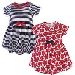 Touched By Nature Girl's Flowers Organic Dress 2-pack - Red