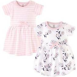 Touched By Nature Girl's Wild Flowers Organic Dress 2-pack - White\Pink