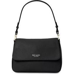 Kate Spade Hudson Pebbled Leather Medium Convertible Flap Shoulder Bag - Black