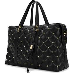 Badgley Mischka Quilted Vegan Leather Weekender Tote Bag - Black