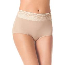 Warner's No Pinching No Problems Lace Brief - Toasted Almond/Toasted Almond Gardenia