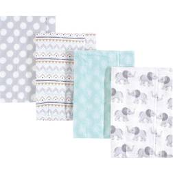 Hudson Flannel Burp Cloth 4-pack Gray Elephant