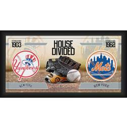 Fanatics New York Yankees vs. New York Mets Framed House Divided Baseball Collage