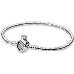 Pandora Moments Crown O & Snake Chain Bracelet - Silver/Transparent