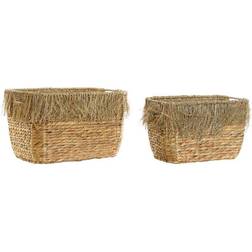 Dkd Home Decor Basket set Brown Fringe (35 x 25 x 24 cm) (2 pcs) (40 x 30 x 26 cm) Basket