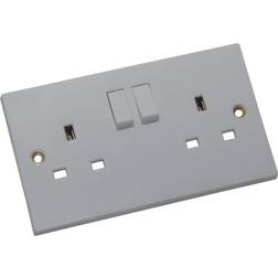 Pro Power 13A White Double Switched Socket