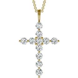 Charles & Colvard Moissanite Cross Pendant - Gold/Diamonds