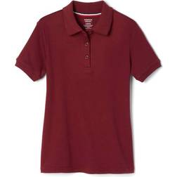 French Toast Girl's Short Sleeve Interlock Polo with Picot Collar - Burgundy