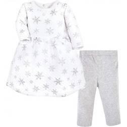 Hudson Quilted Cotton Dress and Leggings - Silver Snowflakes (10119392)