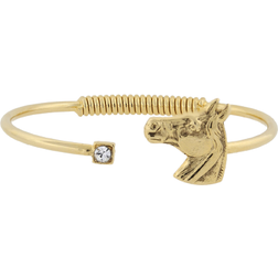 1928 Jewelry Horse Accent Hinge Bracelet - Gold/Transparent