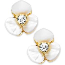 Kate Spade Disco Pansy Flower Stud Earrings Gold/White/Transparent