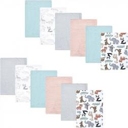 Hudson Cotton Flannel Burp Cloths 12-pack Zoo Animals