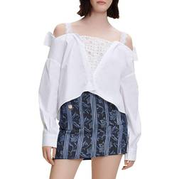 Maje Levita Cotton Cold-Shoulder Top - White