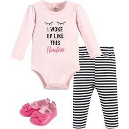 Little Treasures Baby Girl's Bodysuit Pant & Shoe Set - Flawless