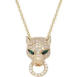 Effy Panther Pendant Necklace - Gold/Diamonds/Emerald