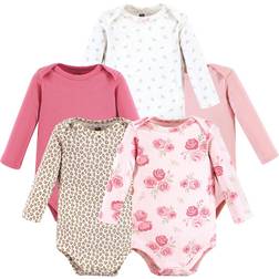 Hudson Baby Cotton Long-Sleeve Bodysuits 5-pack - Blush Rose Leopard (10118758)