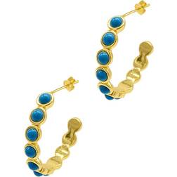Adornia Bezeled Turquoisette Hoop Earrings - Gold/Turquoise