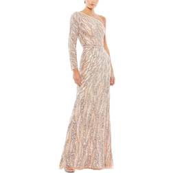 Mac Duggal One-Shoulder Sequin Gown - Rose Gold