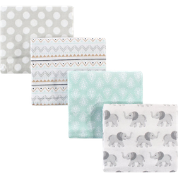 Hudson Flannel Receiving Blankets Elephant 4-pack