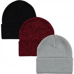 Hudson Baby Knit Cuffed Beanie 3-Pack - Heather Red Black (10115143)