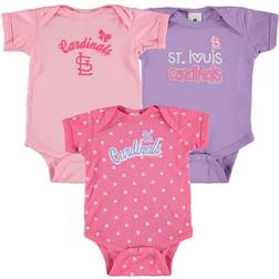Soft As A Grape St. Louis Cardinals Rookie Bodysuit 3-pack - Pink/Purple