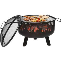 OutSunny Fire Pits Variety: Round Fire Pit with Grill Shelf