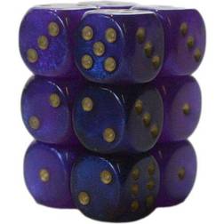 Chessex 16mm D6 x 12 Borealis Luminary Royal Purple gold