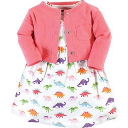 Hudson Dino Dress and Cardigan 2-Piece Set - Pink/Multi