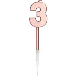 Folat Cake Candles Rose Gold Metallic Number 3