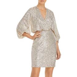 Eliza J Long Sleeved Sequinned Dress - Silver