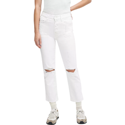 7 For All Mankind High Waist Cropped Straight Jeans - Royce Blanc