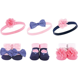 Hudson Flower Headband and Socks Set 6-Pack - Pink/Navy