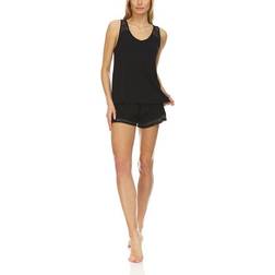 Flora Nikrooz Frances Lace Trim Tank and Shorts Pajama Set - Black