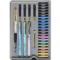 Staedtler Calligraphy Sets deluxe set 5 nibs 4 pens 20 cartridges