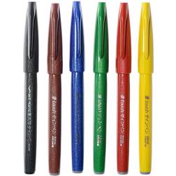 Pentel Brush-Tip Sign Pen Sets set of 6