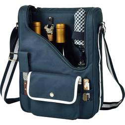 Picnic at Ascot Bordeaux Insulated Wine and Cheese Tote Wine Navy Wine Glass