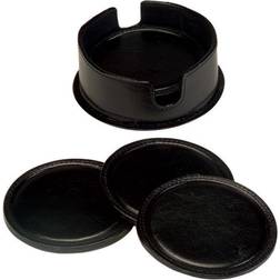 6-Piece Leather Set Black Coaster