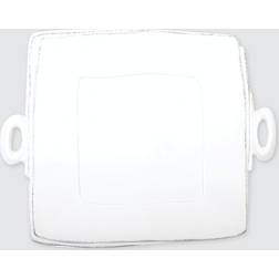 Vietri Lastra Square Handled Platter, White Serving Dish