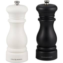 Cole & Mason 6" Southwold Salt and Pepper Mill Set Black/White Spice Mill