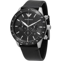 Emporio Armani Chronograph Leather Black Black