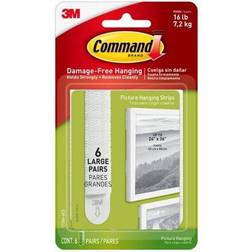 Command 3M White Plastic Large Single Picture hanging Adhesive strip (H)92.08mm (W)12mm (Max. Weight)7.2kg Set of 12 Picture Hook