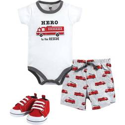 Hudson Baby Cotton Bodysuit, Shorts and Shoe Set - Firetruck Hero (10112760)