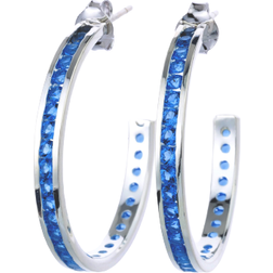 Traditions Jewelry Company Semi Precious December Birthstone Hoop Earring - Silver/Zircon