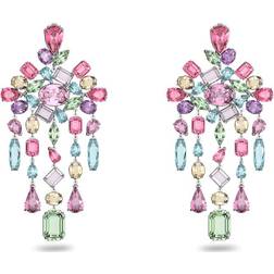 Swarovski Gema Clip Chandelier Earrings - Silver/Multicolour