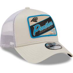 New Era Carolina Panthers Happy Camper A-Frame Trucker 9FORTY Snapback Hat Men - Khaki/White