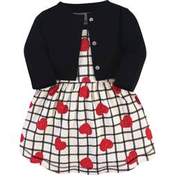 Touched By Nature Organic Cotton Dress & Cardigan - Black Red Heart (10161420)