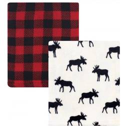 Hudson Coral Fleece Plush Blankets 2-pack Buffalo Plaid Moose