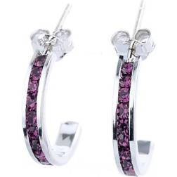 Macy's February Semi Hoop Earrings - Silver/Purple