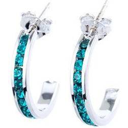 Macy's December Semi Hoop Earrings - Silver/Blue