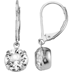 1928 Jewelry Genuine Element Drop Earrings - Silver/Diamond